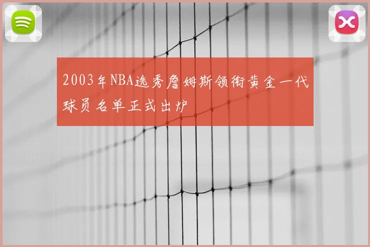 2003年NBA选秀詹姆斯领衔黄金一代球员名单正式出炉